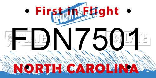 FDN7501 North Carolina License Plate