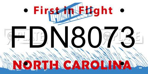 FDN8073 North Carolina License Plate