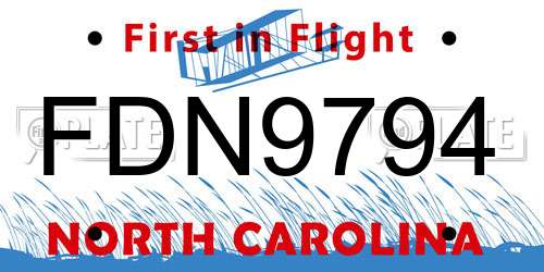 FDN9794 North Carolina License Plate