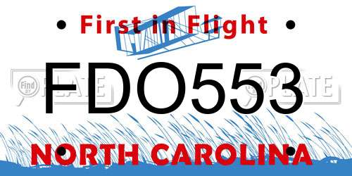FDO553 North Carolina License Plate