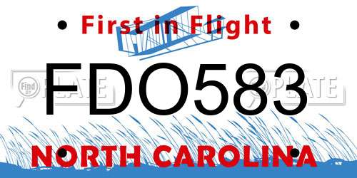 FDO583 North Carolina License Plate