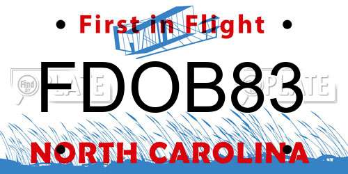 FDOB83 North Carolina License Plate