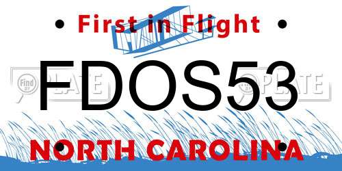 FDOS53 North Carolina License Plate