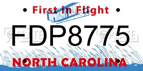 FDP8775 North Carolina License Plate