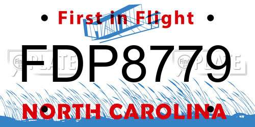 FDP8779 North Carolina License Plate