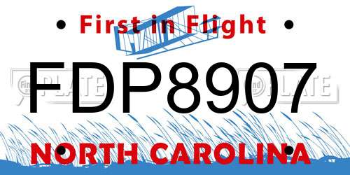FDP8907 North Carolina License Plate