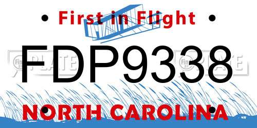 FDP9338 North Carolina License Plate