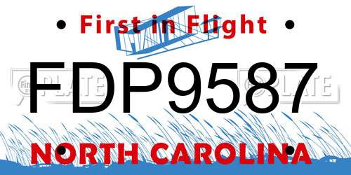 FDP9587 North Carolina License Plate