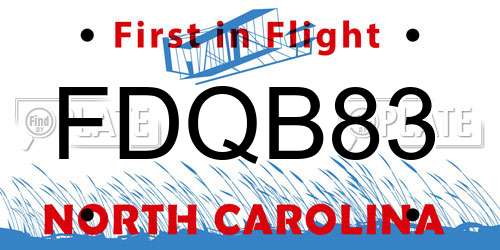 FDQB83 North Carolina License Plate