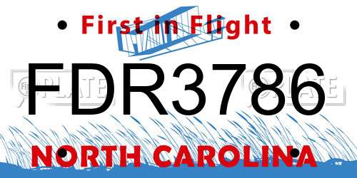 FDR3786 North Carolina License Plate