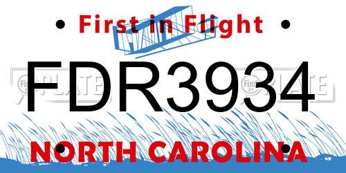 FDR3934 North Carolina License Plate