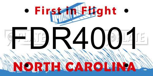 FDR4001 North Carolina License Plate