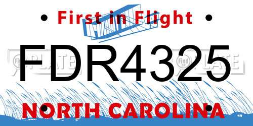 FDR4325 North Carolina License Plate