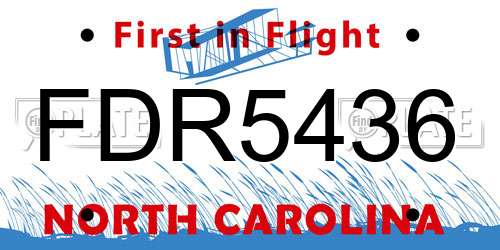 FDR5436 North Carolina License Plate