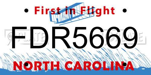 FDR5669 North Carolina License Plate