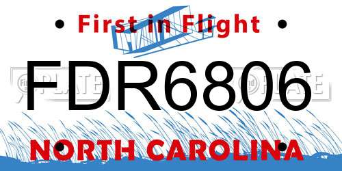 FDR6806 North Carolina License Plate