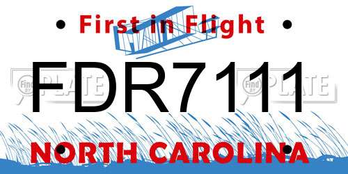 FDR7111 North Carolina License Plate