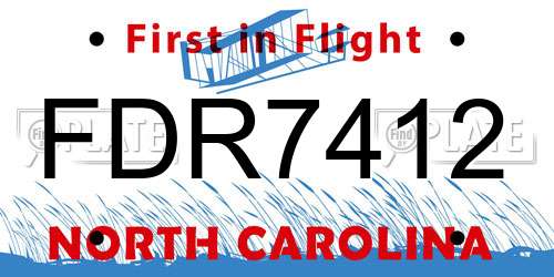 FDR7412 North Carolina License Plate