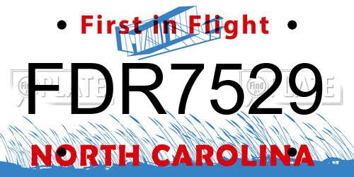 FDR7529 North Carolina License Plate