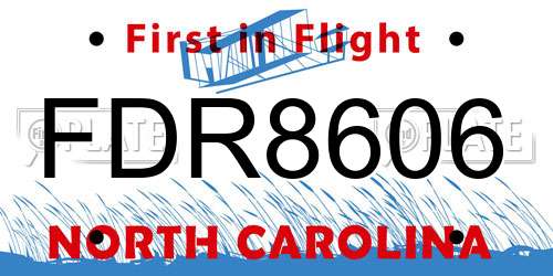 FDR8606 North Carolina License Plate