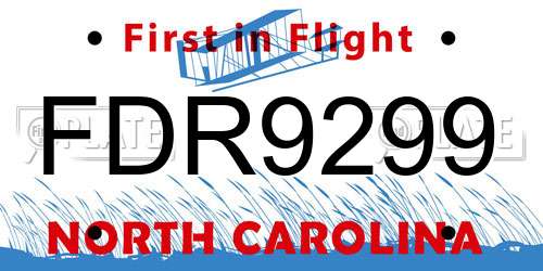 FDR9299 North Carolina License Plate