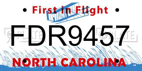 FDR9457 North Carolina License Plate