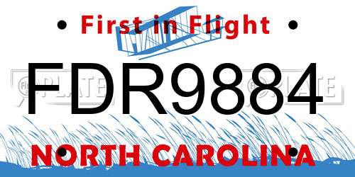 FDR9884 North Carolina License Plate