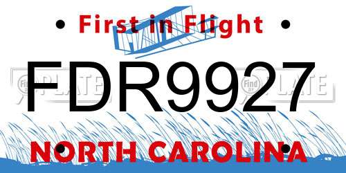 FDR9927 North Carolina License Plate