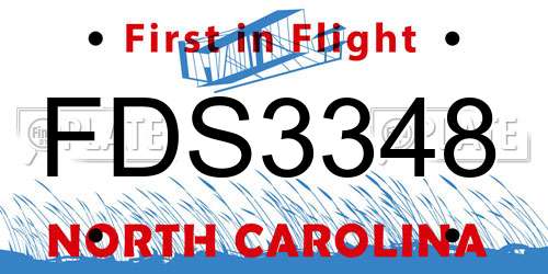 FDS3348 North Carolina License Plate