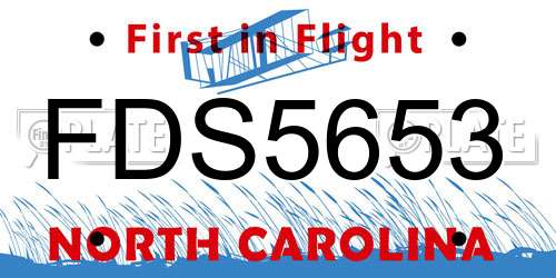 FDS5653 North Carolina License Plate