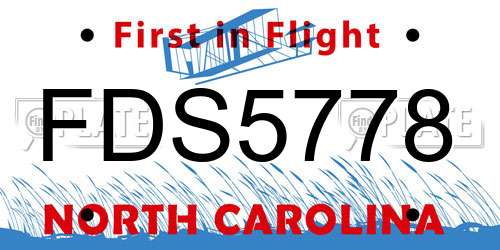 FDS5778 North Carolina License Plate