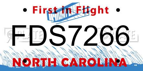 FDS7266 North Carolina License Plate