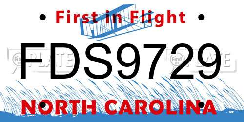 FDS9729 North Carolina License Plate