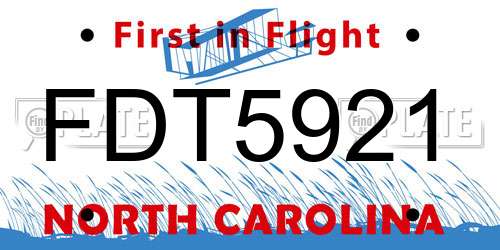 FDT5921 North Carolina License Plate
