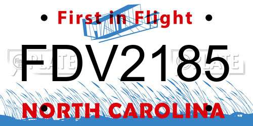 FDV2185 North Carolina License Plate