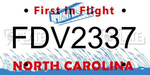 FDV2337 North Carolina License Plate
