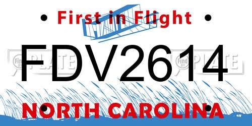 FDV2614 North Carolina License Plate