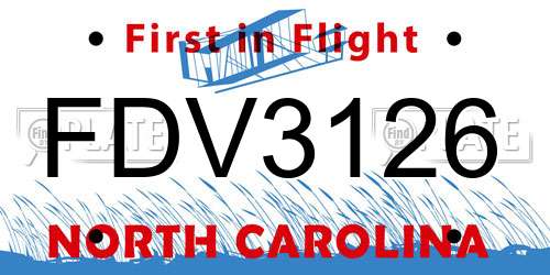 FDV3126 North Carolina License Plate
