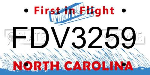 FDV3259 North Carolina License Plate