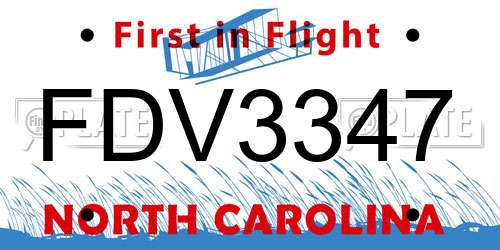 FDV3347 North Carolina License Plate