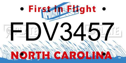 FDV3457 North Carolina License Plate