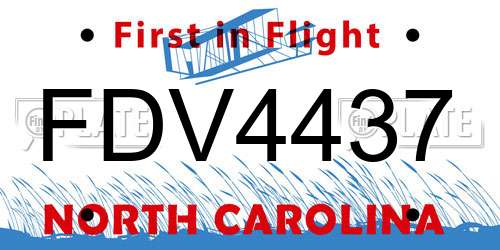 FDV4437 North Carolina License Plate