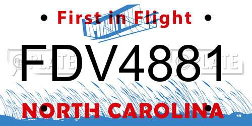 FDV4881 North Carolina License Plate