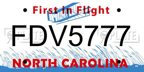 FDV5777 North Carolina License Plate