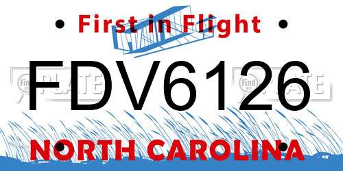 FDV6126 North Carolina License Plate