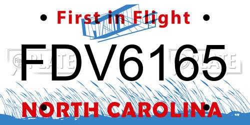 FDV6165 North Carolina License Plate