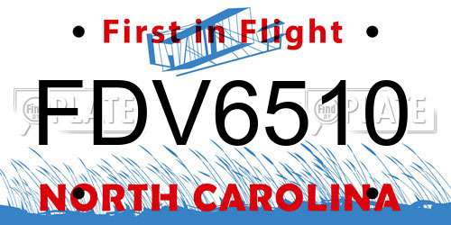 FDV6510 North Carolina License Plate