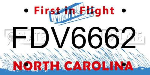 FDV6662 North Carolina License Plate