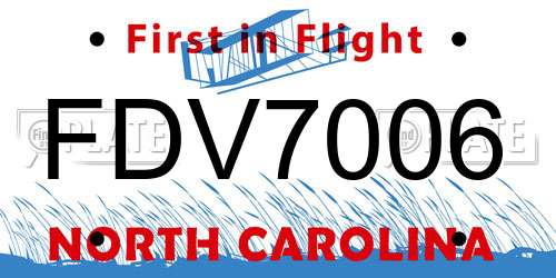 FDV7006 North Carolina License Plate