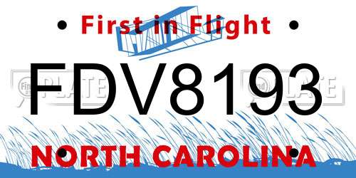 FDV8193 North Carolina License Plate